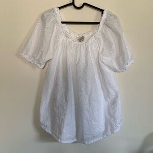 St. John’s Bay Puff Sleeve Blouse | White Blouse | Size Medium